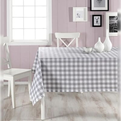 Wellhome Modèle - Nappe en coton à carreaux - gris Wellhome Modèle - Nappe en coton à carreaux - gris