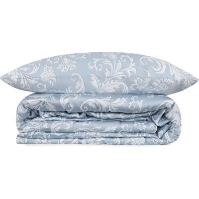 Wellhome - Set copripiumino e federa Satin Blu Bianco Wellhome - Set copripiumino e federa Satin Blu Bianco