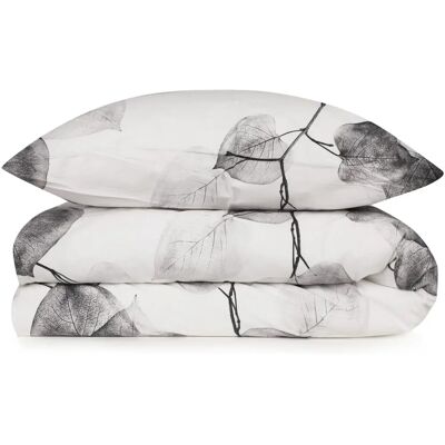 Wellhome - Set di federe + 2 federe di cuscino - Bianco & Grigio Wellhome - Set di federe + 2 federe di cuscino - Bianco & Grigio