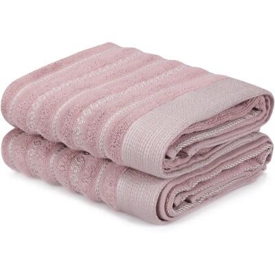 Wellhome Pink and Gray Hand Towel Set - 2 pcs - 50x90cm Wellhome Pink and Gray Hand Towel Set - 2 pcs - 50x90cm