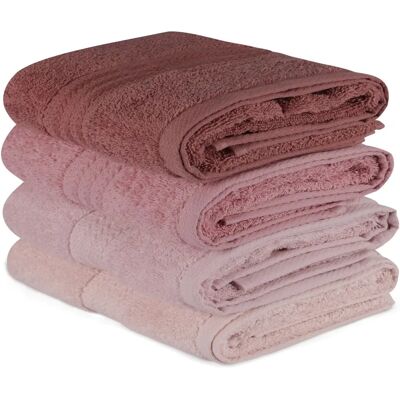 Juego de Toallas de Algodón WELLHOME - 4 piezas, 50x90cm, Rosa Claro, Polvo, Rosa Palo, Crema Juego de Toallas de Algodón WELLHOME - 4 piezas, 50x90cm, Rosa Claro, Polvo, Rosa Palo, Crema