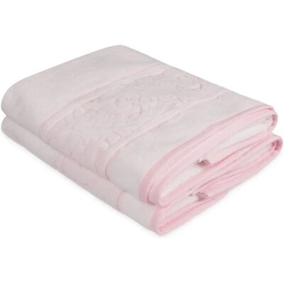Wellhome Modello - Set di asciugamani da bagno - 2 pezzi - Bianco e rosa Wellhome Modello - Set di asciugamani da bagno - 2 pezzi - Bianco e rosa