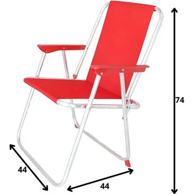 Sedia da spiaggia pieghevole in metallo Wellhome - Rosso - 44x44x74cm Sedia da spiaggia pieghevole in metallo Wellhome - Rosso - 44x44x74cm
