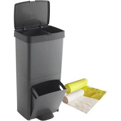Wellhome 70L Vertikaler Recyclingkorb - 2 Fächer - Schwarz Wellhome 70L Vertikaler Recyclingkorb - 2 Fächer - Schwarz