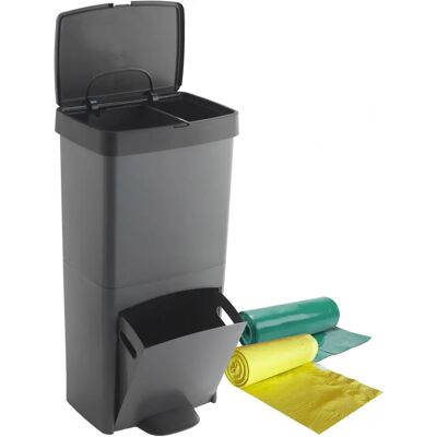 Wellhome 70L Vertikaler Mülleimer - 2 Fächer - Schwarz Wellhome 70L Vertikaler Mülleimer - 2 Fächer - Schwarz