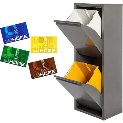 Wellhome - Conteneur de recyclage gris 2x17L - Maison & Bureau Wellhome - Conteneur de recyclage gris 2x17L - Maison & Bureau