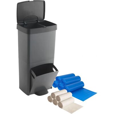SP BERNER Cubo de reciclaje 70L - Ahorro de espacio, Plástico reciclado SP BERNER Cubo de reciclaje 70L - Ahorro de espacio, Plástico reciclado