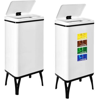 Wellhome 2 Cubes de Poubelle Intelligents 50L - Blanc - Capteur & Manuel - Publicité Wellhome 2 Cubes de Poubelle Intelligents 50L - Blanc - Capteur & Manuel - Publicité