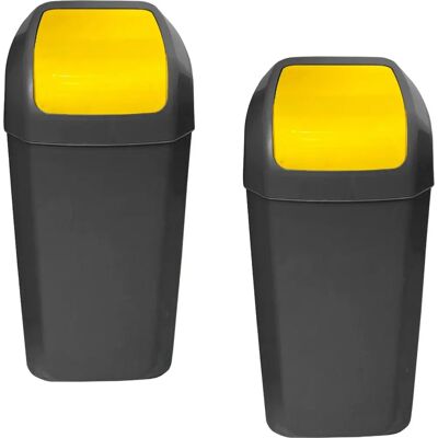 WELLHOME 2x15L Poubelles - Plastique Durable, Couvercle Basculant, Jaune WELLHOME 2x15L Poubelles - Plastique Durable, Couvercle Basculant, Jaune