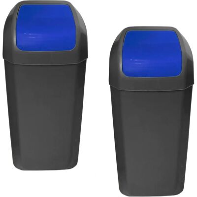 Set de 2 Cubos de Basura Azules con Tapa Basculante - Conjunto de Cubos Set de 2 Cubos de Basura Azules con Tapa Basculante - Conjunto de Cubos