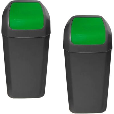 Ensemble de 2 poubelles WELLHOME 15L - Couvercle basculant - Plastique durable Ensemble de 2 poubelles WELLHOME 15L - Couvercle basculant - Plastique durable