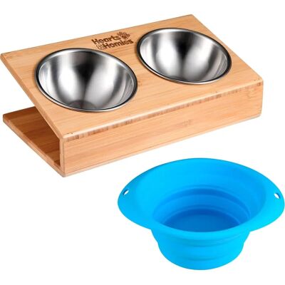 Hearts&Homies Double V-Shaped Collapsible Dog Bowl Set Hearts&Homies Double V-Shaped Collapsible Dog Bowl Set