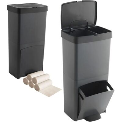 SP Berner Cubo de reciclaje 70L con 2 compartimentos - Negro SP Berner Cubo de reciclaje 70L con 2 compartimentos - Negro