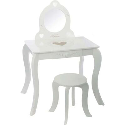 Wellhome Kinderspiegeltisch mit Hocker - Holz, Weiß, 91cm hoch Wellhome Kinderspiegeltisch mit Hocker - Holz, Weiß, 91cm hoch