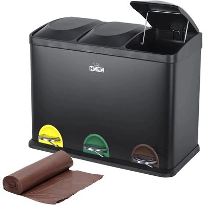 Poubelle de Tri Wellhome 45L 3 Compartiments Poubelle de Tri Wellhome 45L 3 Compartiments