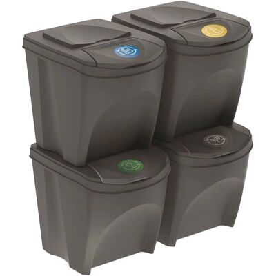 Wellhome 4 återvinningskärl - 4x 25L, Grå Wellhome 4 återvinningskärl - 4x 25L, Grå