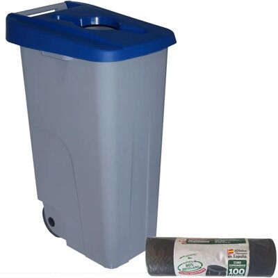 Wellhome Modèle 85L Conteneur Bleu de Déchets - Recyclage Wellhome Modèle 85L Conteneur Bleu de Déchets - Recyclage