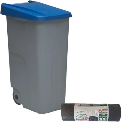 Contenitore Riciclaggio Wellhome 85L Blu con 10 Sacchi Contenitore Riciclaggio Wellhome 85L Blu con 10 Sacchi
