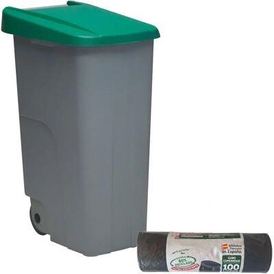 Contenitore riciclaggio Wellhome 85L Verde con 10 sacchi - Professionale Contenitore riciclaggio Wellhome 85L Verde con 10 sacchi - Professionale