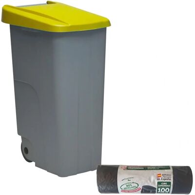 Wellhome Conteneur Jaune 85L - Recyclage et Déchets Wellhome Conteneur Jaune 85L - Recyclage et Déchets