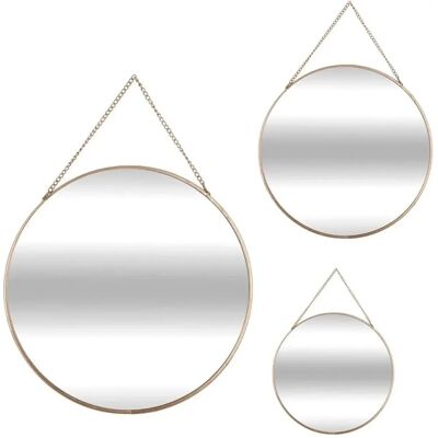 WELLHOME Set of 3 Round Mirrors with Chain - 20cm, 24cm, 29cm - Mirror Set WELLHOME Set of 3 Round Mirrors with Chain - 20cm, 24cm, 29cm - Mirror Set