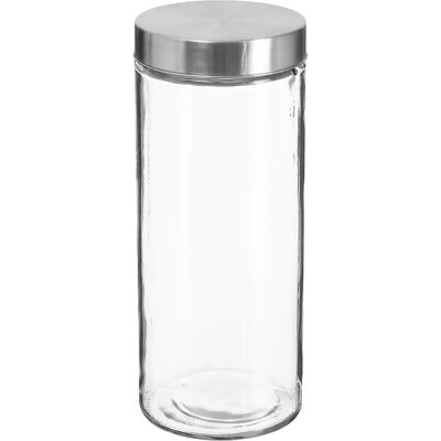 Wellhome Pot à Épices Hermétique 11x27cm en Verre et Acier - 2L Wellhome Pot à Épices Hermétique 11x27cm en Verre et Acier - 2L