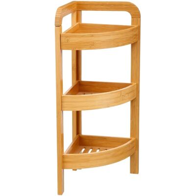 Prateleira de canto em bambu Wellhome - 3 níveis de armazenamento para banheiro Prateleira de canto em bambu Wellhome - 3 níveis de armazenamento para banheiro