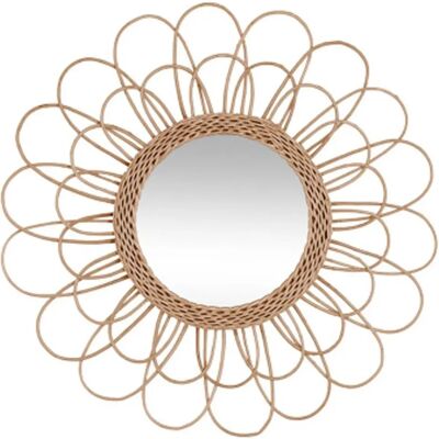 WELLHOME - Rieten Bloemen Spiegel - 56cm WELLHOME - Rieten Bloemen Spiegel - 56cm