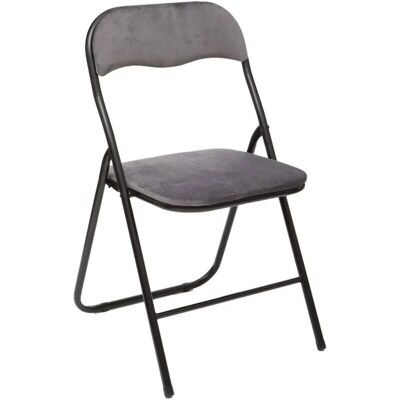 WELLHOME - Fold Chair 39x39x43 cm - Velvet gris - chair - Publicité WELLHOME - Fold Chair 39x39x43 cm - Velvet gris - chair - Publicité