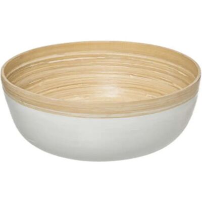WELL HOME Bamboe Saladeschaal Wit Ø30x12cm - Saladekom WELL HOME Bamboe Saladeschaal Wit Ø30x12cm - Saladekom