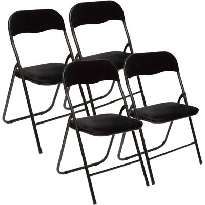 Wellhome - Chaises Pliantes en Velours Noir - Lot de 4 - Publicité Wellhome - Chaises Pliantes en Velours Noir - Lot de 4 - Publicité