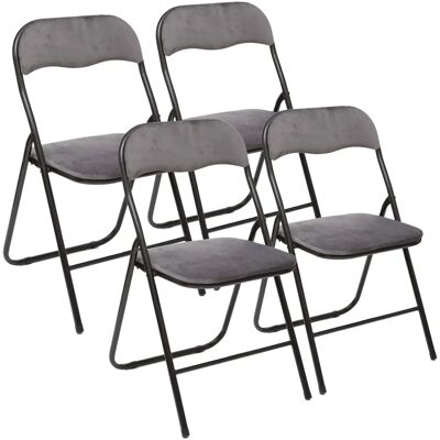 Ensemble de chaises pliantes en velours gris Wellhome - Chaise - Publicité Ensemble de chaises pliantes en velours gris Wellhome - Chaise - Publicité