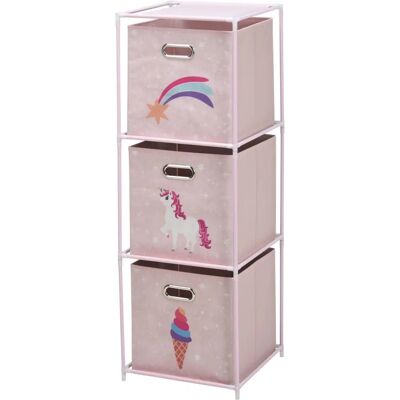 Armoire de Rangement Rose WELLHOME - 3 Compartiments Armoire de Rangement Rose WELLHOME - 3 Compartiments