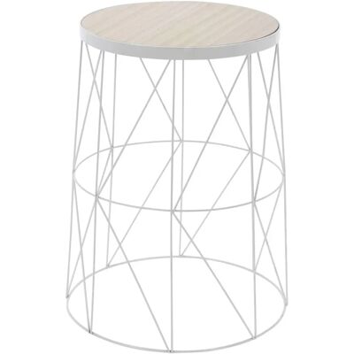 WELLHOME Metalen Bijzettafeltje - Wit - Opbergtafel WELLHOME Metalen Bijzettafeltje - Wit - Opbergtafel