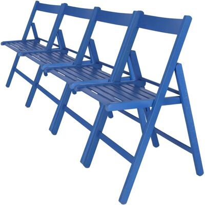 Chaises Pliantes en Bois de Hêtre - Finition Bleue - Mobilier - Publicité Chaises Pliantes en Bois de Hêtre - Finition Bleue - Mobilier - Publicité