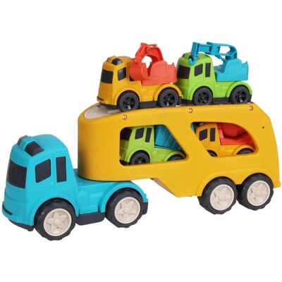 Camion di giocattoli WELLHOME - 33cm, rimorchio removibile, 4 auto Camion di giocattoli WELLHOME - 33cm, rimorchio removibile, 4 auto
