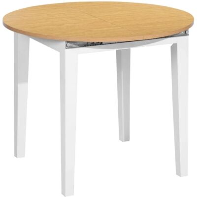 Table Ronde Extensible Blanche Hêtre Well Home - Table à Manger - Publicité Table Ronde Extensible Blanche Hêtre Well Home - Table à Manger - Publicité