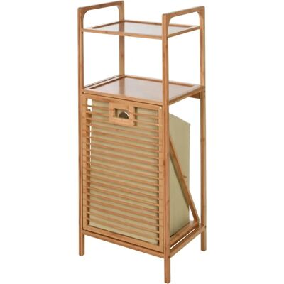 Wellhome Bamboo Bathroom Shelf with 2 Shelves & Laundry Bag - Bathroom Storage Wellhome Bamboo Bathroom Shelf with 2 Shelves & Laundry Bag - Bathroom Storage