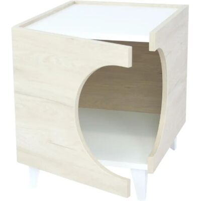 Wellhome Wit nachtkastje met dierenhuisdeur - 50x40x40cm Wellhome Wit nachtkastje met dierenhuisdeur - 50x40x40cm