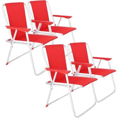 Wellhome Well Home - Ensemble de 4 Chaises de Plage en Métal Pliantes - Mobilier Wellhome Well Home - Ensemble de 4 Chaises de Plage en Métal Pliantes - Mobilier