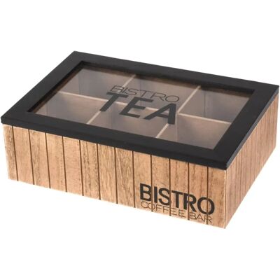 Pudełko na herbatę Well Home z 6 przegródkami - Elegancki MDF Pudełko na herbatę Well Home z 6 przegródkami - Elegancki MDF