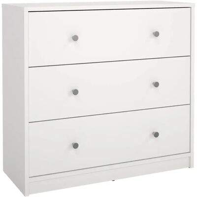 Cómoda Mayo Blanca de 3 Cajones - Mueble de Almacenamiento Cómoda Mayo Blanca de 3 Cajones - Mueble de Almacenamiento