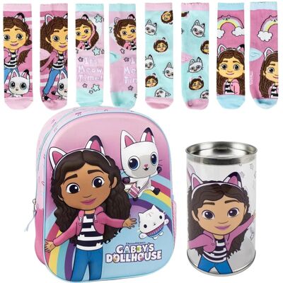 Roze Gabbys Dollhouse Rugzak 4 Paar Sokken Maat 23-26 Roze Gabbys Dollhouse Rugzak 4 Paar Sokken Maat 23-26