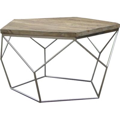 Tavolino Industriale Parumm Gype - 80x80x40 cm - Legno di olmo riciclato e Acciaio Tavolino Industriale Parumm Gype - 80x80x40 cm - Legno di olmo riciclato e Acciaio