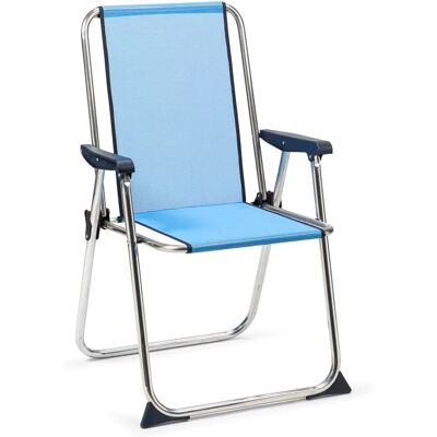 Silla de Playa Plegable Solenny - Respaldo Alto, Soporta 100kg, Azul - Silla de playa Silla de Playa Plegable Solenny - Respaldo Alto, Soporta 100kg, Azul - Silla de playa