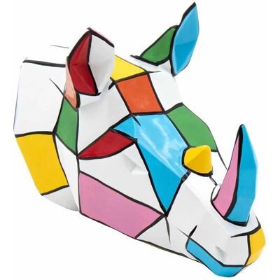 Kuatéh - Testa di Rinoceronte Decorativa - Figura Geometrica in Poliresina - 20x20x16cm Kuatéh - Testa di Rinoceronte Decorativa - Figura Geometrica in Poliresina - 20x20x16cm