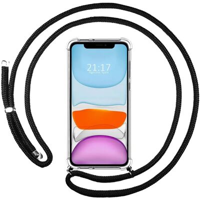 Coque anti-choc transparente TUMUNDOSMARTPHONE pour iPhone 11 6.1 avec cordon noir - Publicité Coque anti-choc transparente TUMUNDOSMARTPHONE pour iPhone 11 6.1 avec cordon noir - Publicité