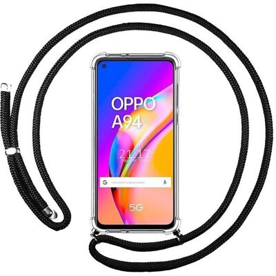Oppo A94 5G Telefoonhoesje Hangend Zwart - Smartphonehoesje Oppo A94 5G Telefoonhoesje Hangend Zwart - Smartphonehoesje