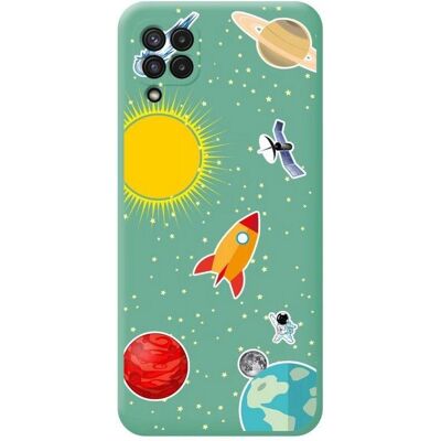 Coque en Silicone Liquide Verte Samsung Galaxy A22 4G M22 Espace Dessins - Publicité Coque en Silicone Liquide Verte Samsung Galaxy A22 4G M22 Espace Dessins - Publicité