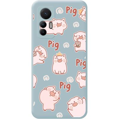 Coque en silicone liquide bleue pour Xiaomi 12 Lite 5G motif cochons - Publicité Coque en silicone liquide bleue pour Xiaomi 12 Lite 5G motif cochons - Publicité